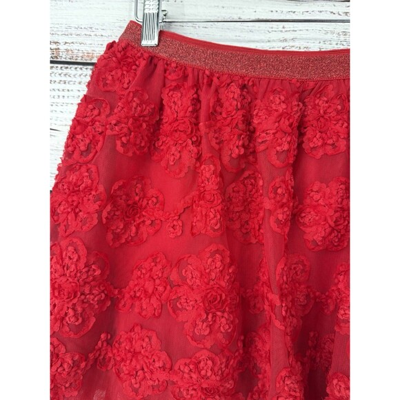 1989 Children’s Place Girls Red Rosette Skirt Size L Full Tulle Holiday (10/12) - Picture 2 of 4
